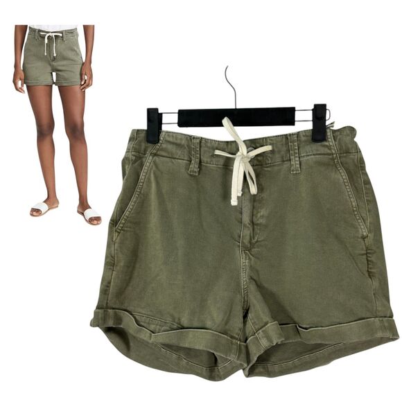 Paige Christy Vintage Ivy Green Drawstring Cuffed Shorts Size 29 - Picture 1 of 7